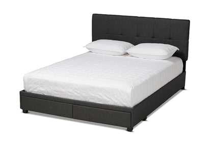Baxton Studio - Netti Queen Size Bed - Netti-Charcoal Grey-Queen view 1