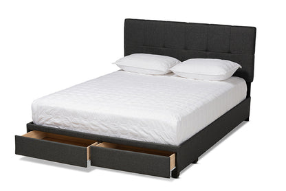 Baxton Studio - Netti Queen Size Bed - Netti-Charcoal Grey-Queen view 2