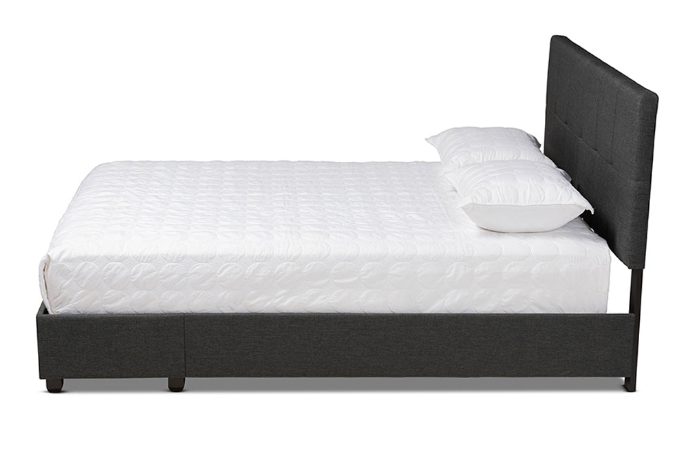 Baxton Studio - Netti Queen Size Bed - Netti-Charcoal Grey-Queen view 3