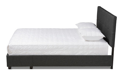 Baxton Studio - Netti Queen Size Bed - Netti-Charcoal Grey-Queen view 3