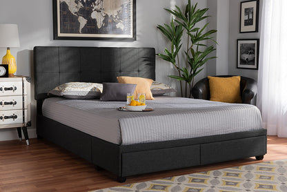Baxton Studio - Netti Queen Size Bed - Netti-Charcoal Grey-Queen view 5