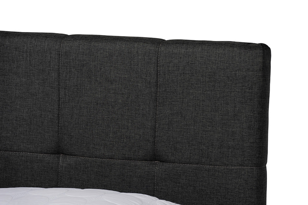 Baxton Studio - Netti Queen Size Bed - Netti-Charcoal Grey-Queen view 7