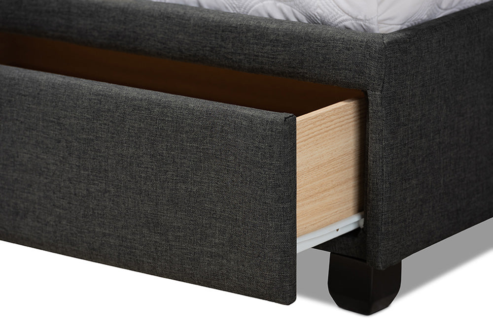 Baxton Studio - Netti Queen Size Bed - Netti-Charcoal Grey-Queen view 8