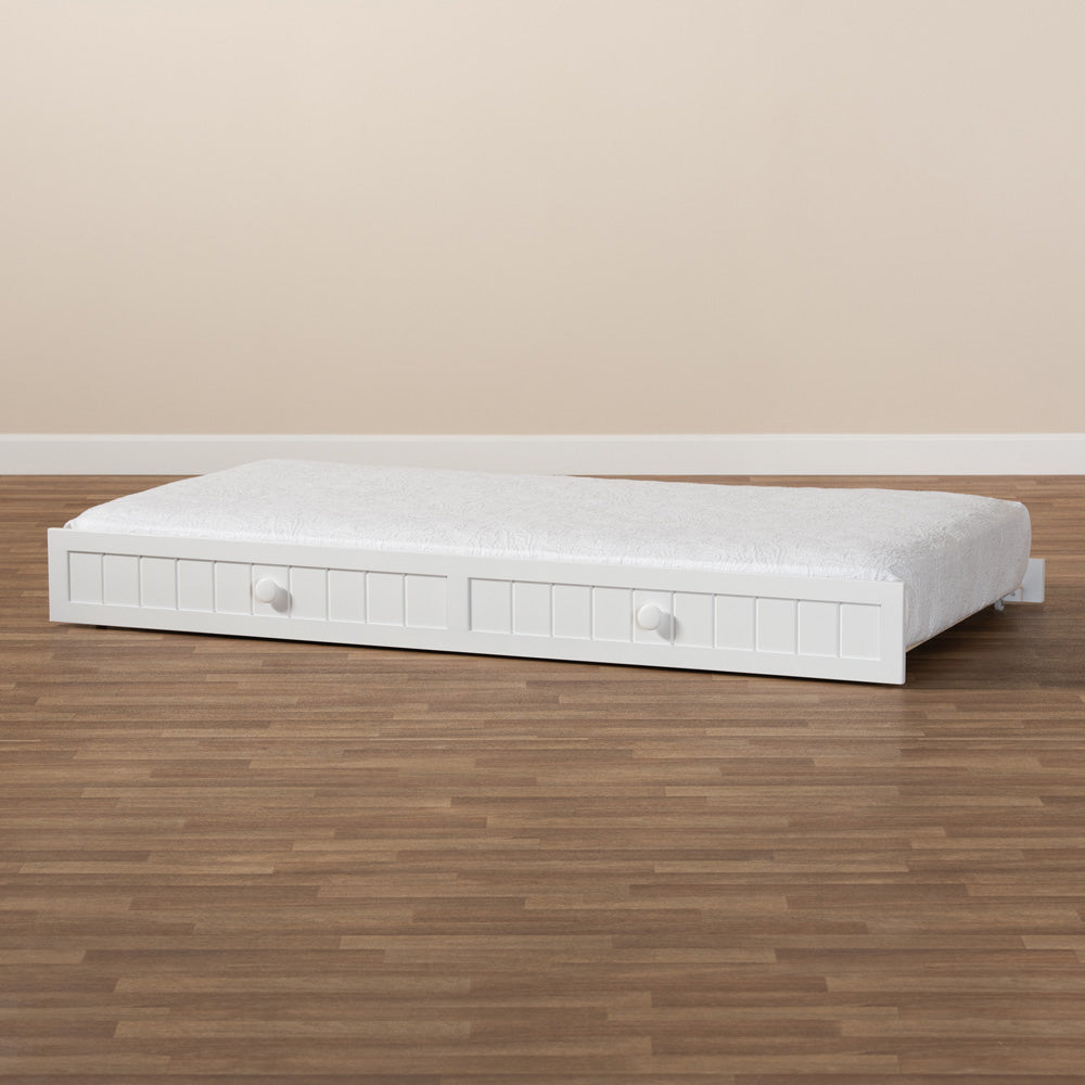 Baxton Studio - Neves Trundle in White - Neves-White-Trundle view 6