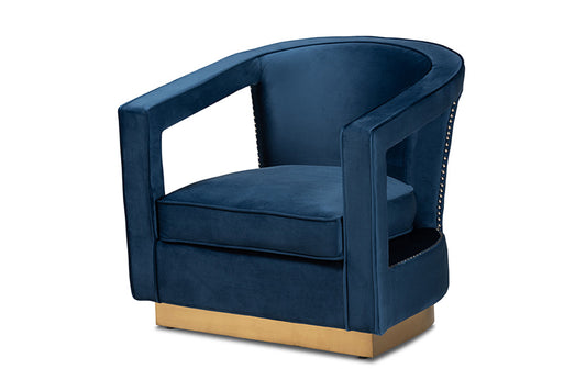 Baxton Studio - Neville Chair - TSF-6743-Navy Velvet/Gold-CC view 1