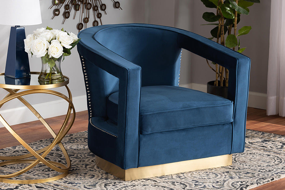 Baxton Studio - Neville Chair - TSF-6743-Navy Velvet/Gold-CC view 5