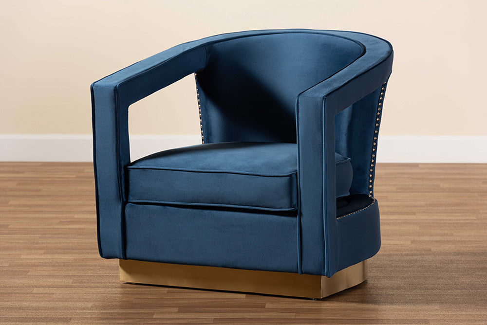 Baxton Studio - Neville Chair - TSF-6743-Navy Velvet/Gold-CC view 8