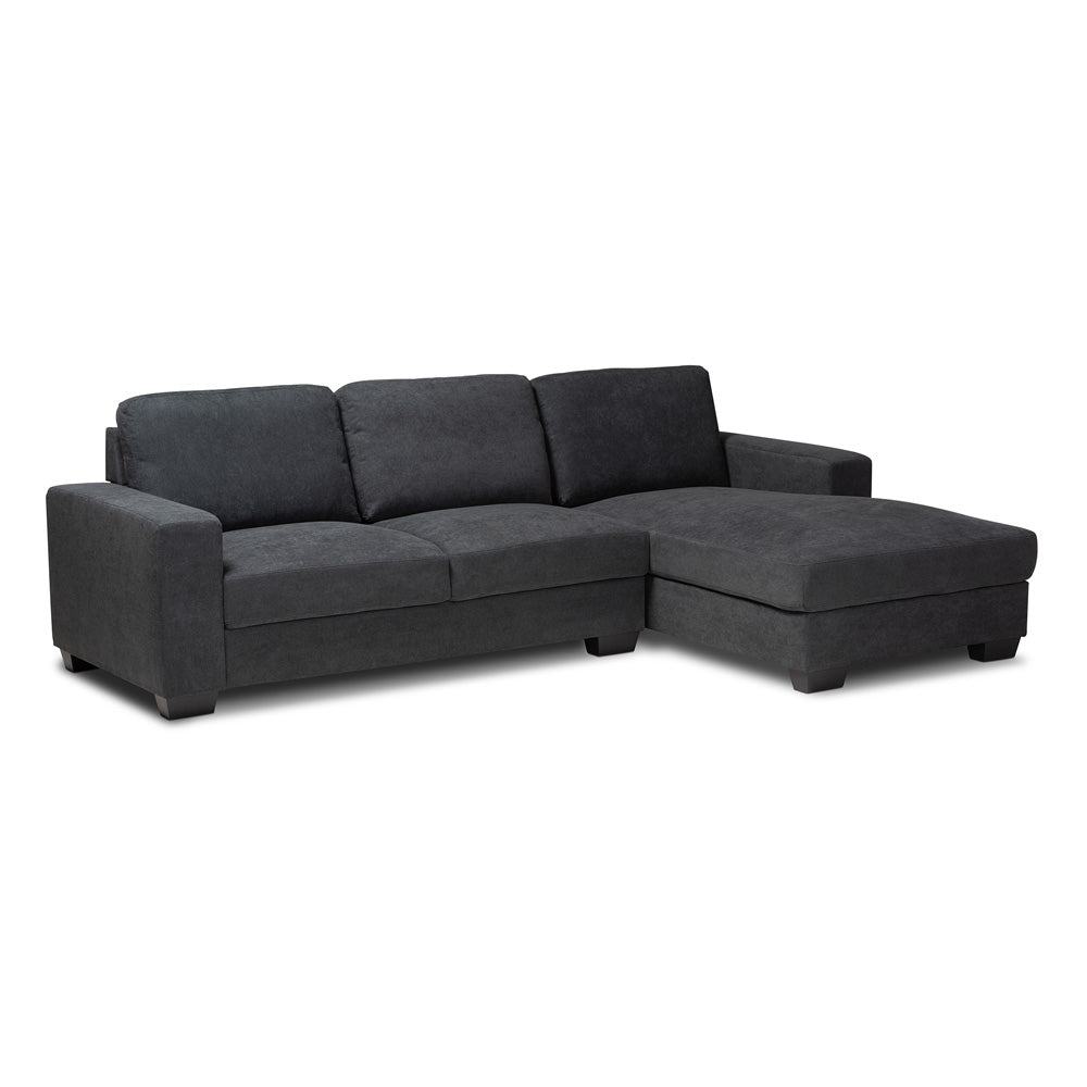 Baxton Studio - Nevin Sectional Sofa in Dark Grey - J099S-Dark Grey-RFC view 1
