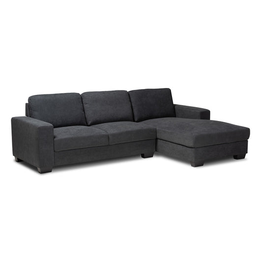 Baxton Studio - Nevin Sectional Sofa in Dark Grey - J099S-Dark Grey-RFC view 1