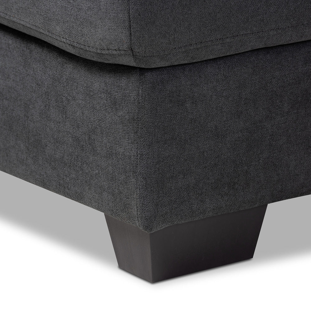 Baxton Studio - Nevin Sectional Sofa in Dark Grey - J099S-Dark Grey-RFC view 3