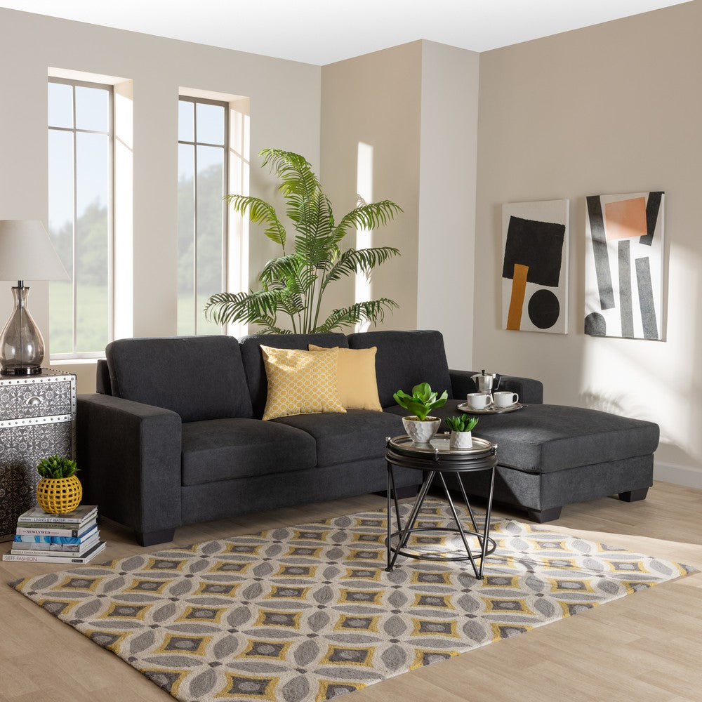 Baxton Studio - Nevin Sectional Sofa in Dark Grey - J099S-Dark Grey-RFC view 4