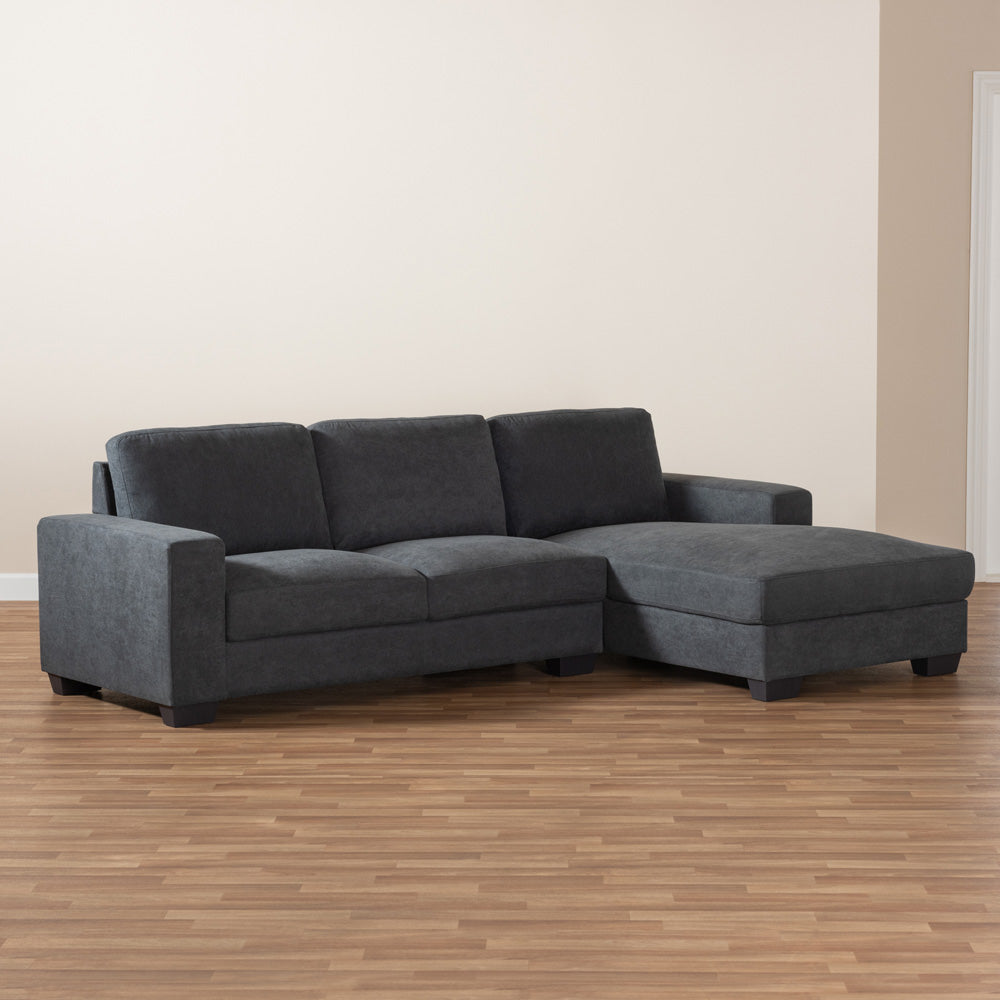 Baxton Studio - Nevin Sectional Sofa in Dark Grey - J099S-Dark Grey-RFC view 5