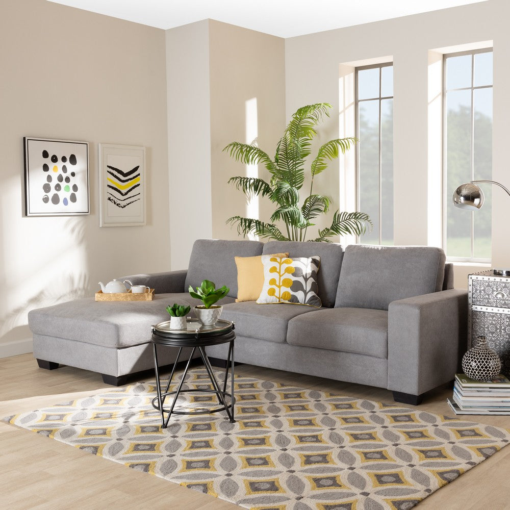 Baxton Studio - Nevin Sectional Sofa in Light Grey - J099S-Light Grey-LFC view 4