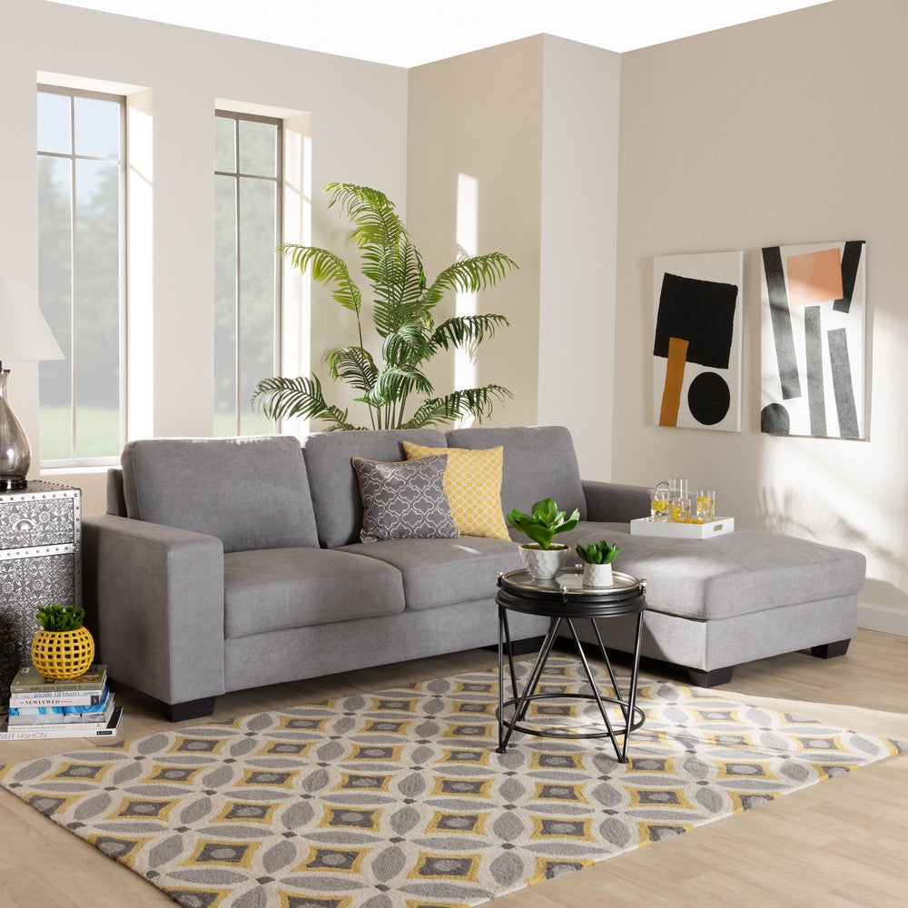 Baxton Studio - Nevin Sectional Sofa in Light Grey - J099S-Light Grey-RFC view 4