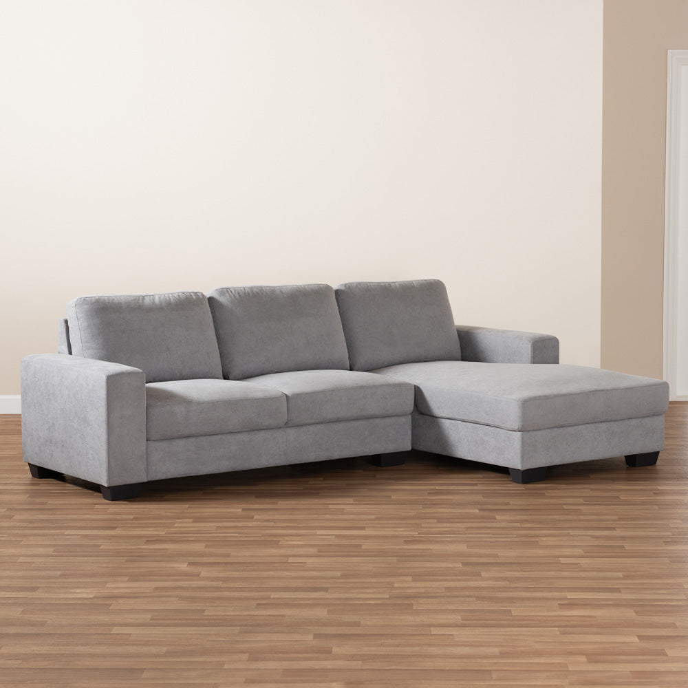 Baxton Studio - Nevin Sectional Sofa in Light Grey - J099S-Light Grey-RFC view 5