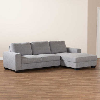 Baxton Studio - Nevin Sectional Sofa in Light Grey - J099S-Light Grey-RFC view 5