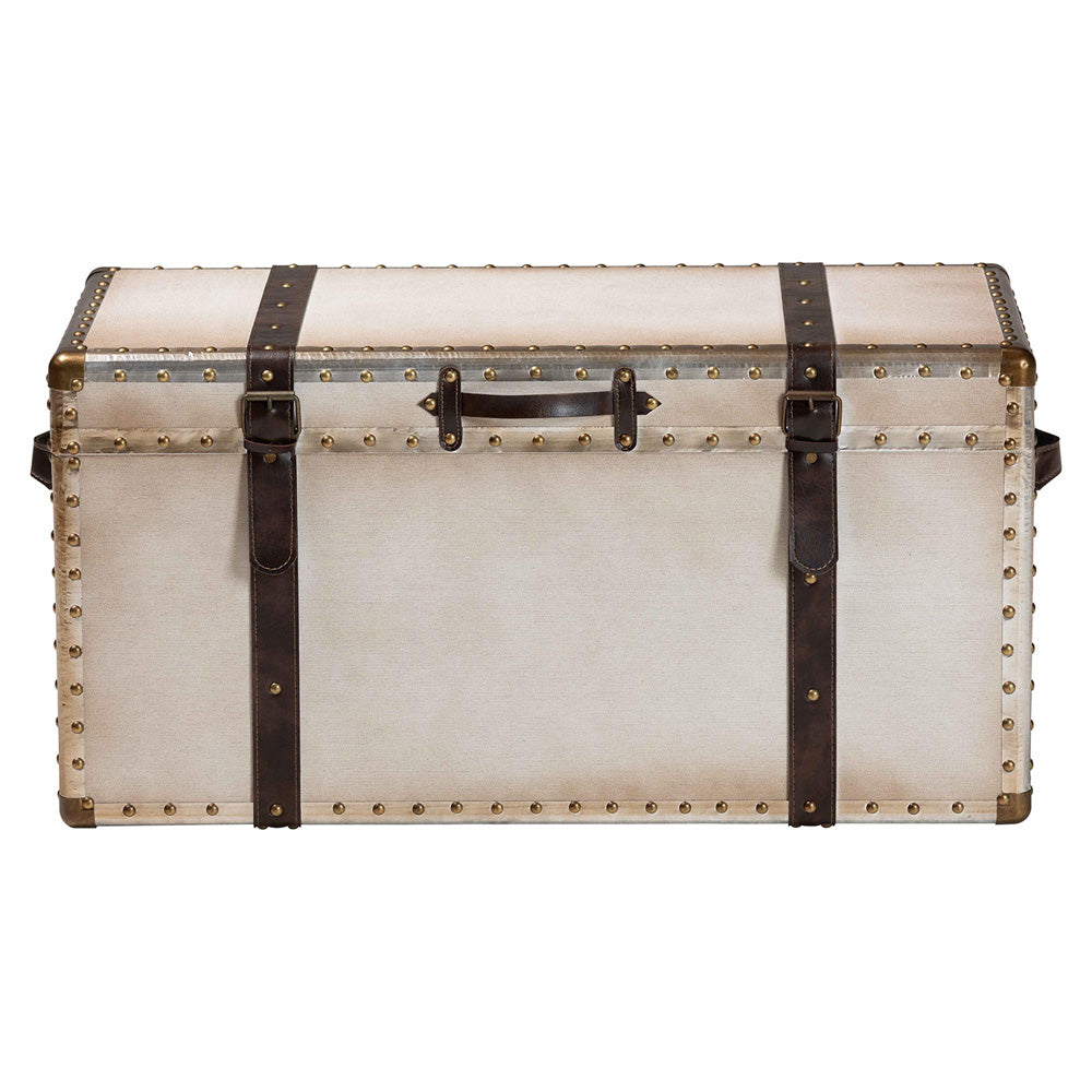 Baxton Studio - Nevio Storage Trunk in Beige/Coffee/Black - JY24A051-Large-White/Canvas-Storage Ottoman view 3