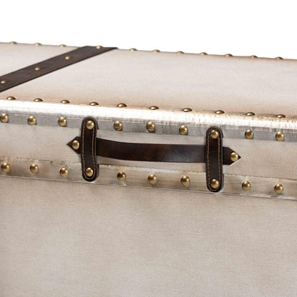 Baxton Studio - Nevio Storage Trunk in Beige/Coffee/Black - JY24A051-Large-White/Canvas-Storage Ottoman view 6