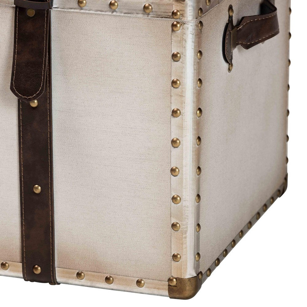 Baxton Studio - Nevio Storage Trunk in Beige/Coffee/Black - JY24A051-Large-White/Canvas-Storage Ottoman view 7