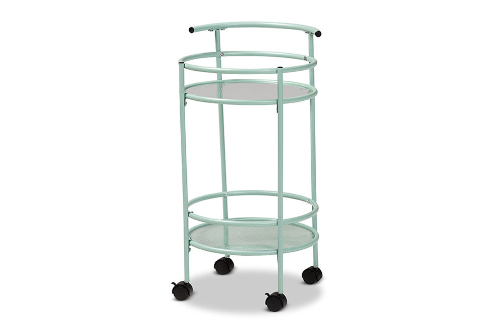 Baxton Studio - Newell Kitchen Cart - LCF20171-Mint Green-Cart view 1