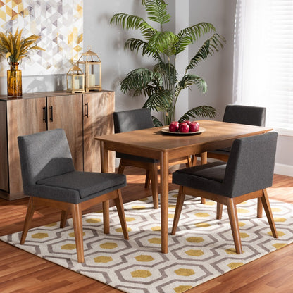 Baxton Studio - Nexus Dining Set in Dark Grey/Walnut Brown - BBT5280-Dark Grey/Walnut-5PC Dining Set view 7