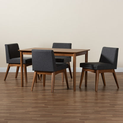 Baxton Studio - Nexus Dining Set in Dark Grey/Walnut Brown - BBT5280-Dark Grey/Walnut-5PC Dining Set view 8