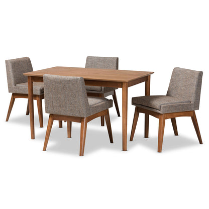 Baxton Studio - Nexus Dining Set in Grey/Brown/Walnut Brown - BBT5280-Gravel/Walnut-5PC Dining Set view 1