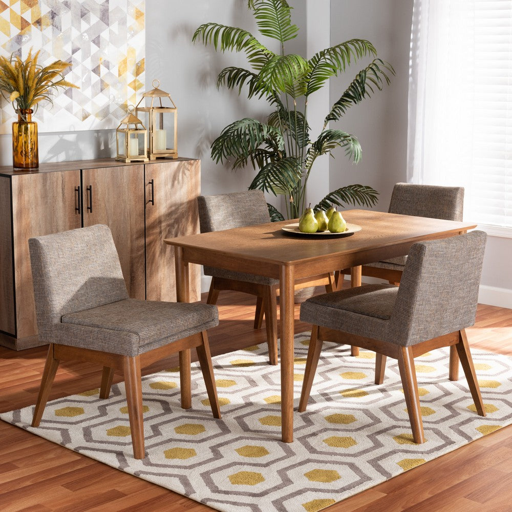 Baxton Studio - Nexus Dining Set in Grey/Brown/Walnut Brown - BBT5280-Gravel/Walnut-5PC Dining Set view 7