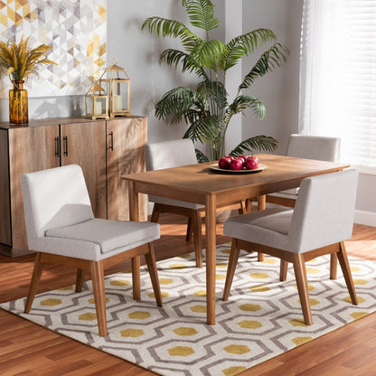 Baxton Studio - Nexus Dining Set in Greyish Beige/Walnut Brown - BBT5280-Greyish Beige/Walnut-5 PC Dining Set view 7