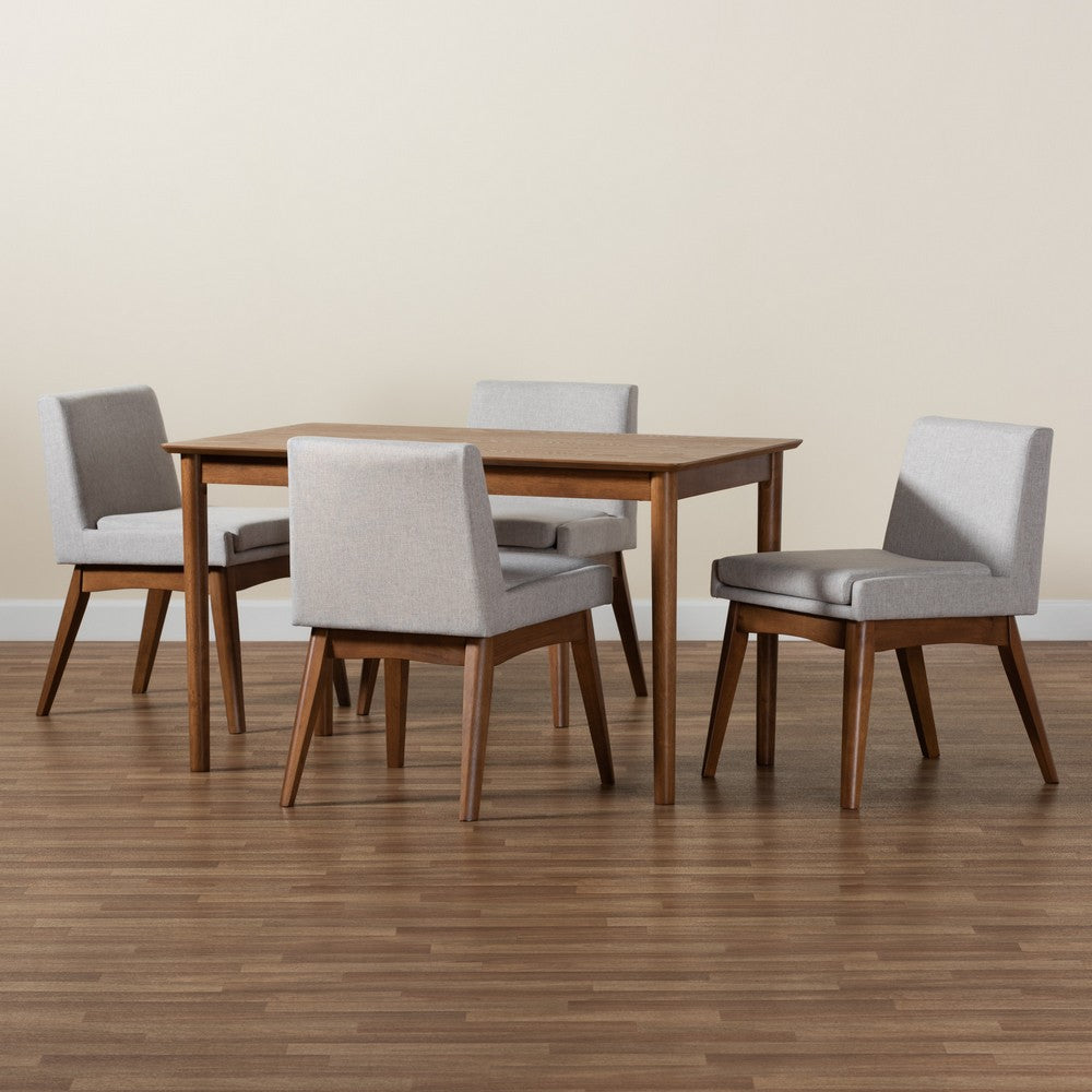 Baxton Studio - Nexus Dining Set in Greyish Beige/Walnut Brown - BBT5280-Greyish Beige/Walnut-5 PC Dining Set view 8