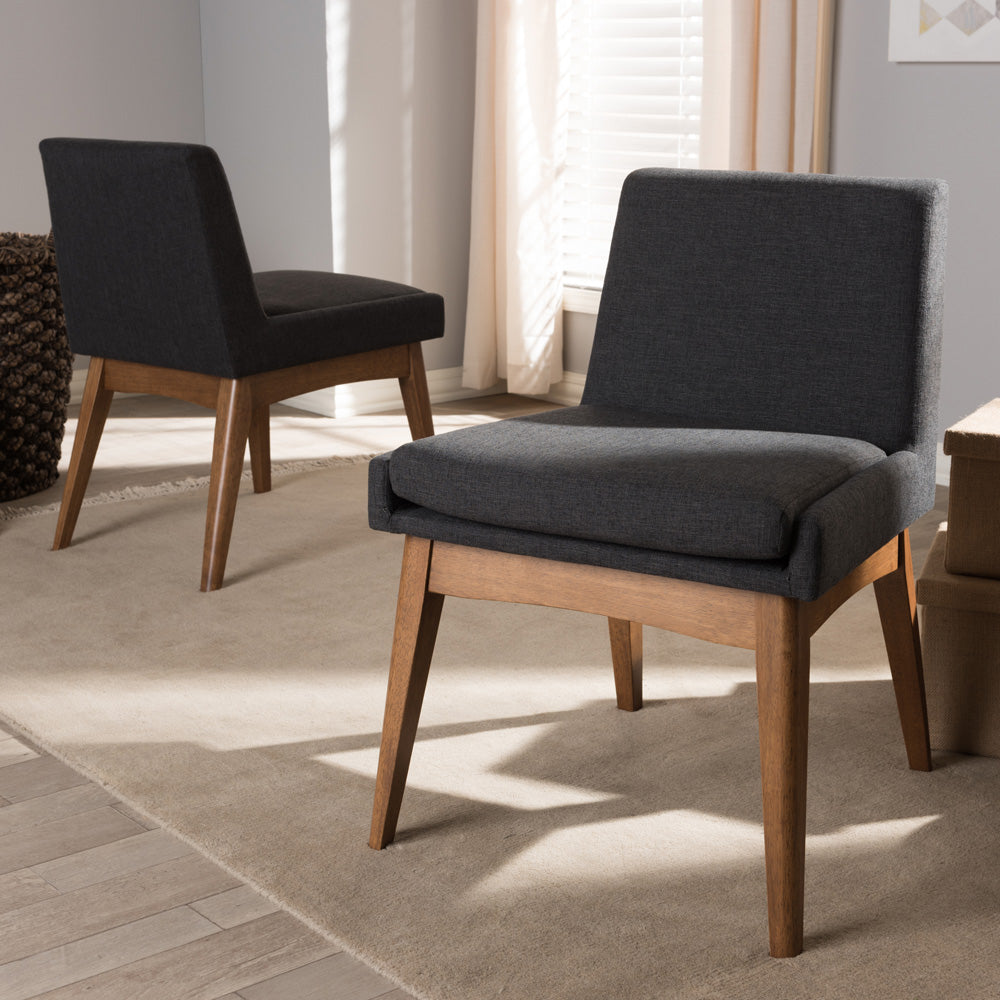 Baxton Studio - Nexus Set of 2 Dining Chairs in Dark Grey/"Walnut" Brown - BBT5280-Dark Grey-H1217-20 view 5