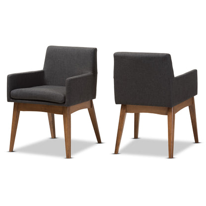 Baxton Studio - Nexus Set of 2 Dining Chairs in Dark Grey/"Walnut" Brown - BBT5281-Dark Grey-H1217-20 view 1