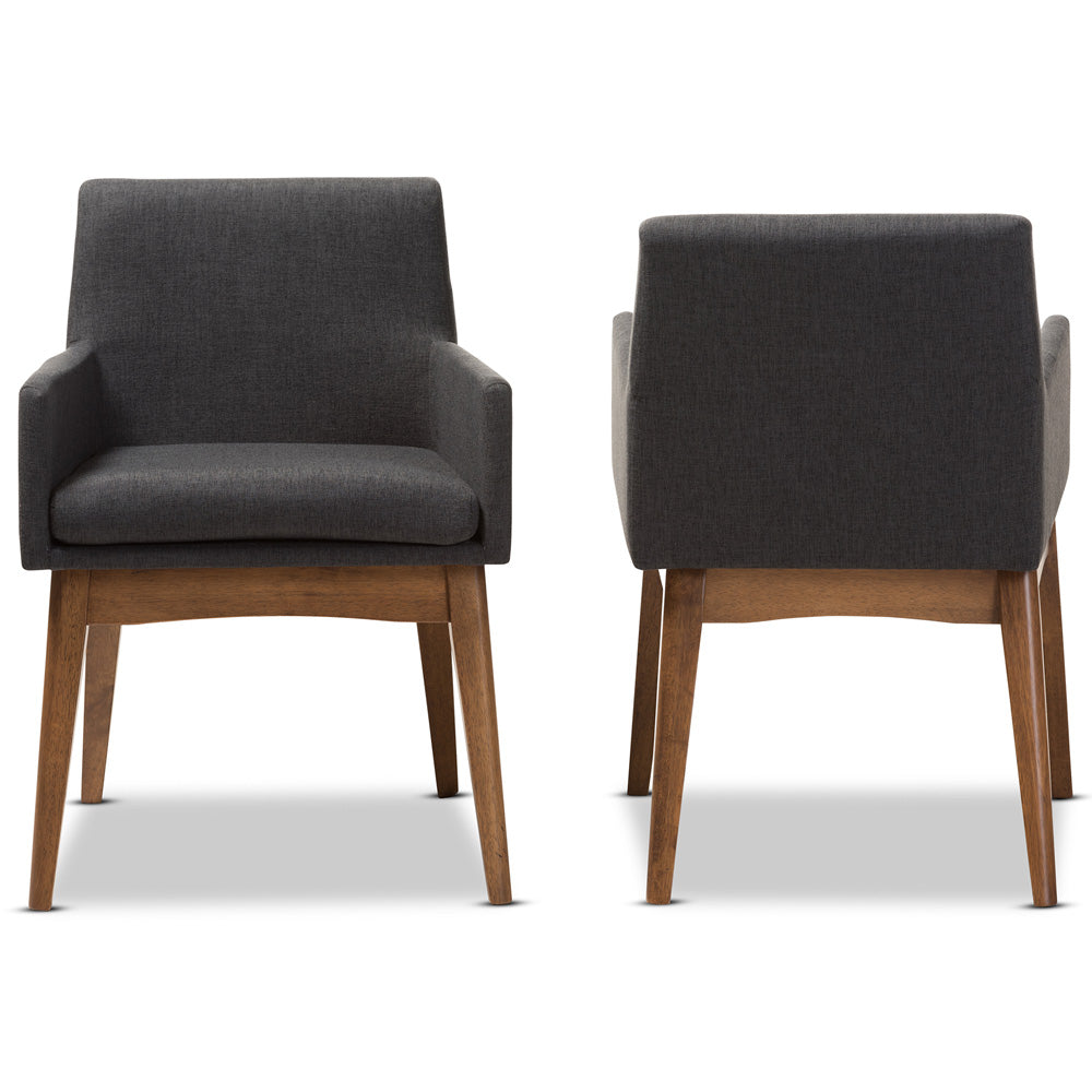 Baxton Studio - Nexus Set of 2 Dining Chairs in Dark Grey/"Walnut" Brown - BBT5281-Dark Grey-H1217-20 view 2