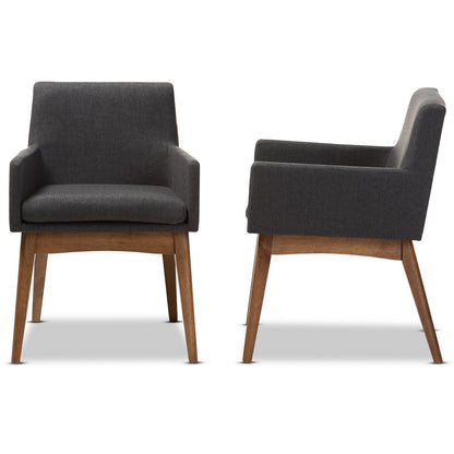 Baxton Studio - Nexus Set of 2 Dining Chairs in Dark Grey/"Walnut" Brown - BBT5281-Dark Grey-H1217-20 view 3