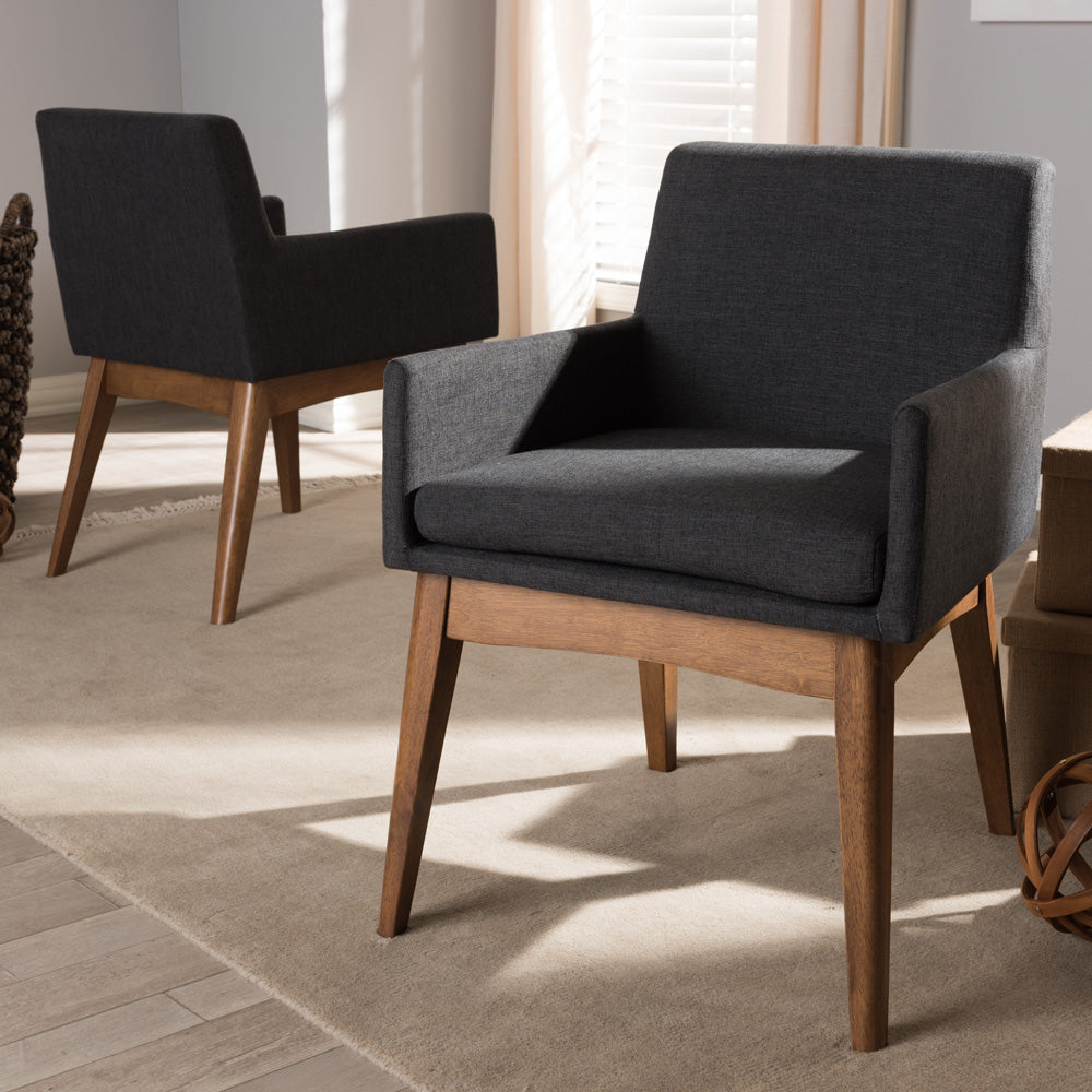 Baxton Studio - Nexus Set of 2 Dining Chairs in Dark Grey/"Walnut" Brown - BBT5281-Dark Grey-H1217-20 view 5