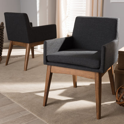 Baxton Studio - Nexus Set of 2 Dining Chairs in Dark Grey/"Walnut" Brown - BBT5281-Dark Grey-H1217-20 view 5