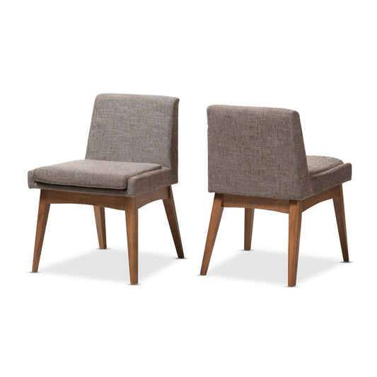 Baxton Studio - Nexus Set of 2 Dining Chairs in "Gravel" Multi Color/"Walnut" Brown - BBT5280-Gravel-DC-TH1308 view 1