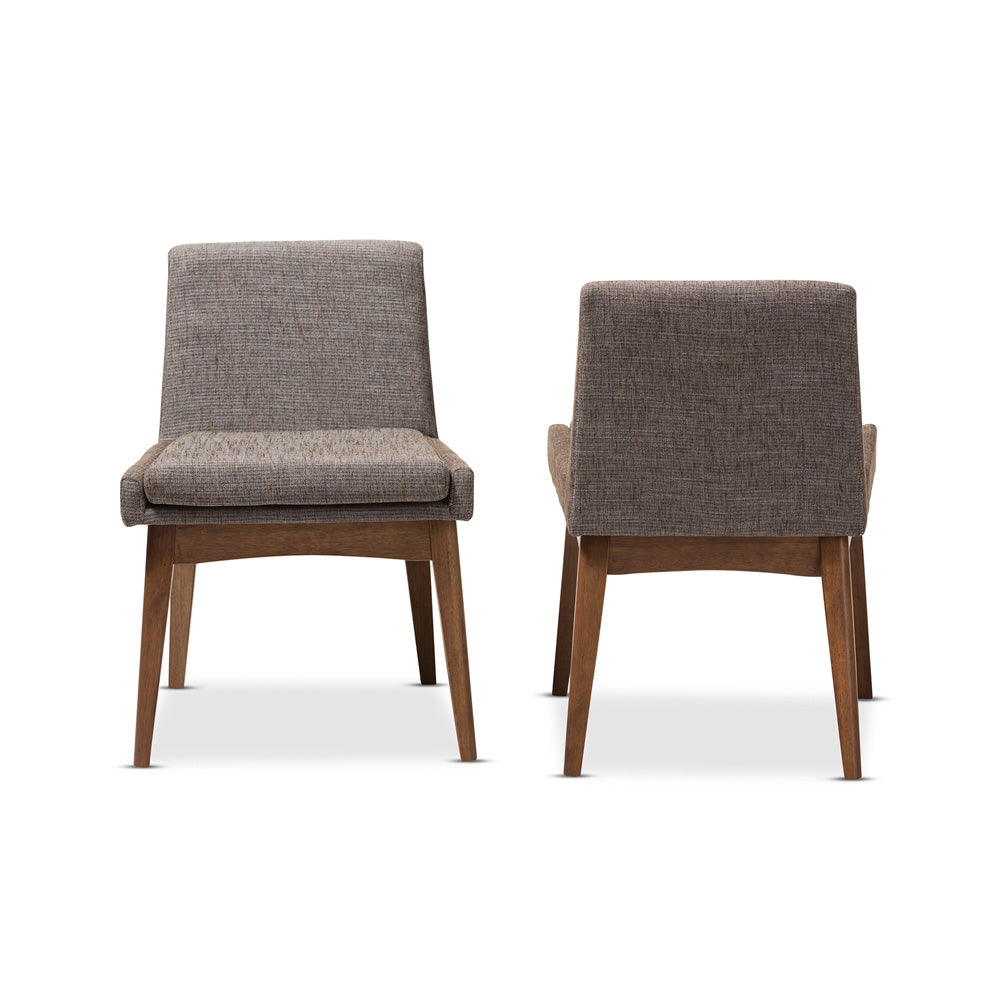 Baxton Studio - Nexus Set of 2 Dining Chairs in "Gravel" Multi Color/"Walnut" Brown - BBT5280-Gravel-DC-TH1308 view 2