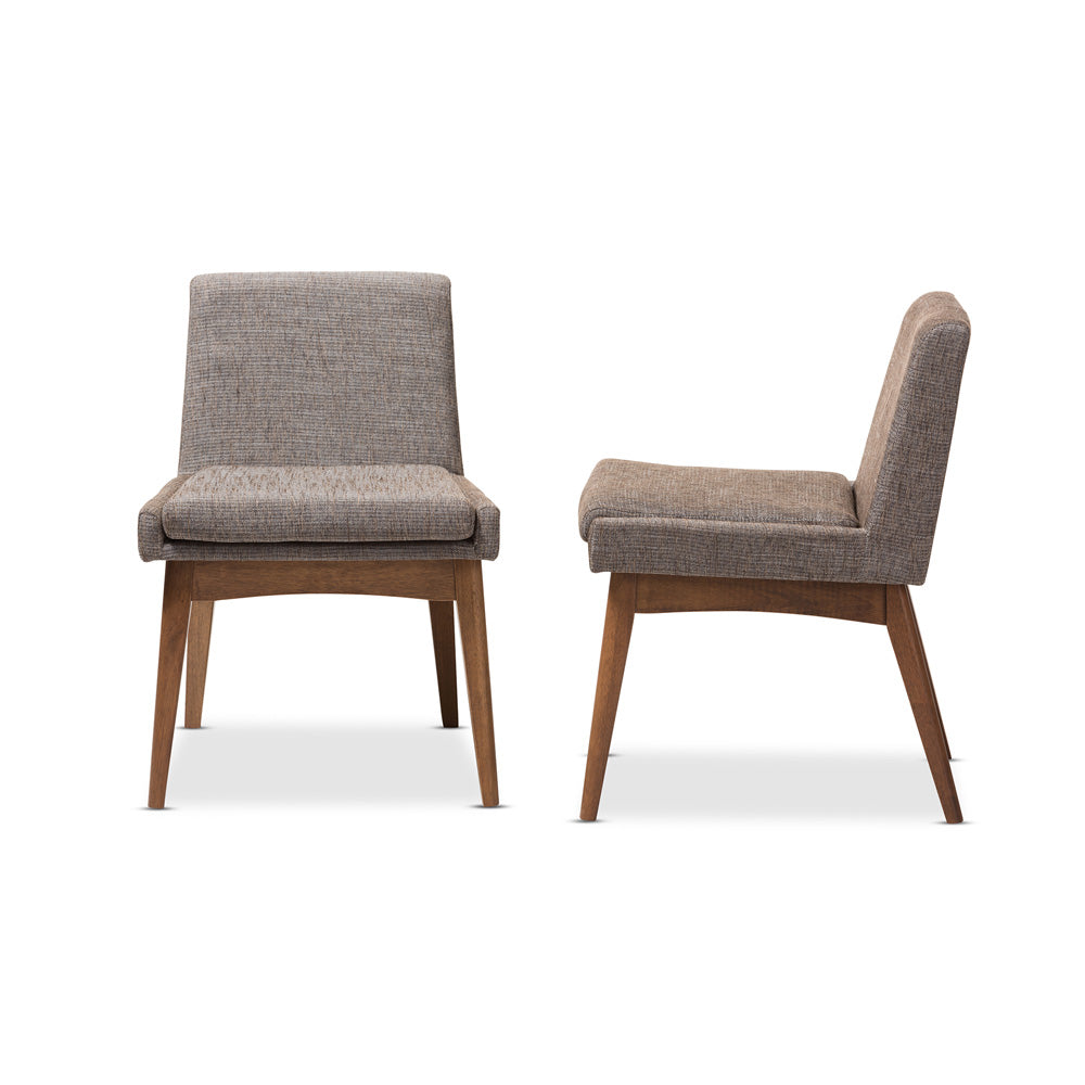 Baxton Studio - Nexus Set of 2 Dining Chairs in "Gravel" Multi Color/"Walnut" Brown - BBT5280-Gravel-DC-TH1308 view 3