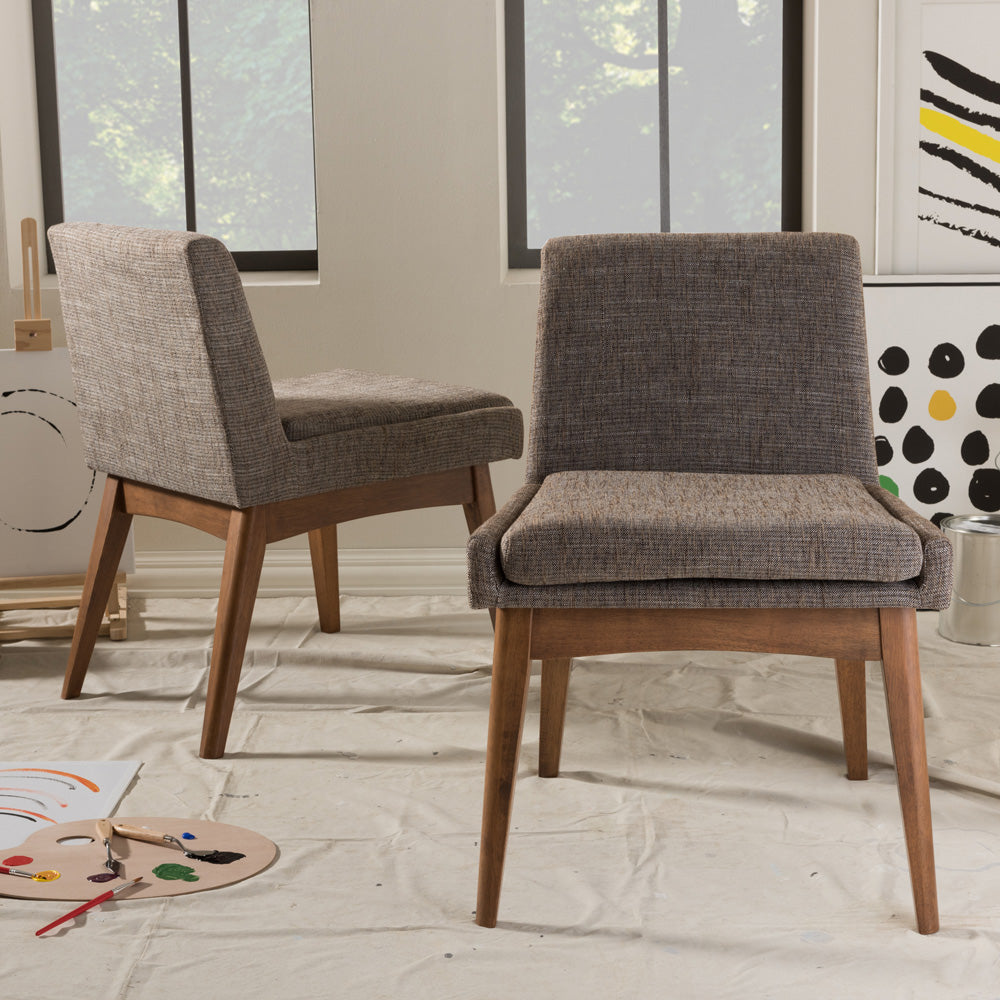 Baxton Studio - Nexus Set of 2 Dining Chairs in "Gravel" Multi Color/"Walnut" Brown - BBT5280-Gravel-DC-TH1308 view 6