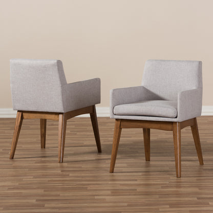 Baxton Studio - Nexus Set of 2 Dining Chairs in Greyish Beige/"Walnut" Brown - BBT5281-Greyish Beige-DC-H1217-14 view 6