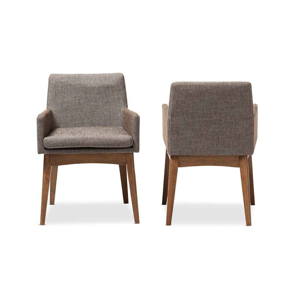 Baxton Studio - Nexus Set of 2 Living Room Chairs in "Gravel" Multi Color/"Walnut" Brown - BBT5281-Gravel-CC-TH1308 view 2