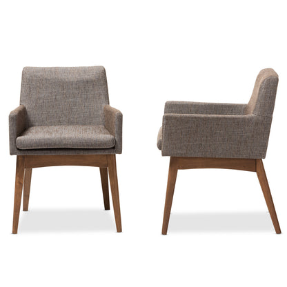 Baxton Studio - Nexus Set of 2 Living Room Chairs in "Gravel" Multi Color/"Walnut" Brown - BBT5281-Gravel-CC-TH1308 view 3