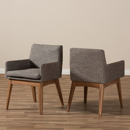 Baxton Studio - Nexus Set of 2 Living Room Chairs in "Gravel" Multi Color/"Walnut" Brown - BBT5281-Gravel-CC-TH1308 view 7