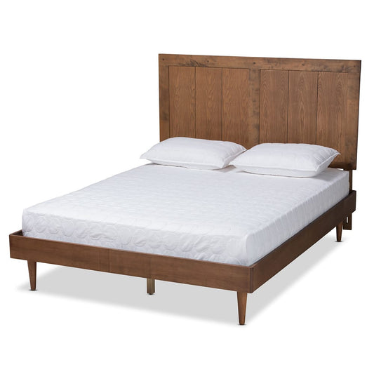 Baxton Studio - Nicola Queen Size Bed in Ash Walnut - Nicola-Ash Walnut-Queen view 1