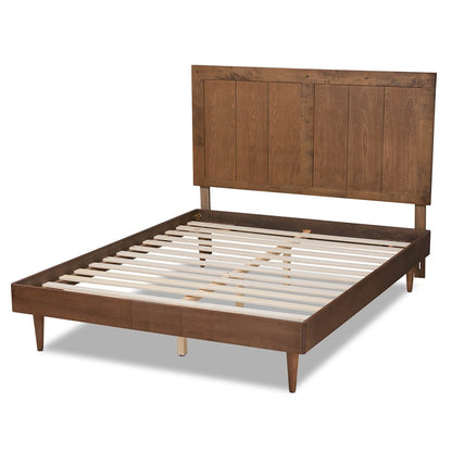 Baxton Studio - Nicola Queen Size Bed in Ash Walnut - Nicola-Ash Walnut-Queen view 3