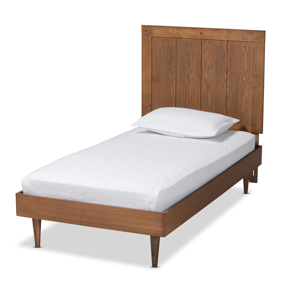 Baxton Studio - Nicola Twin Size Bed in Ash Walnut - Nicola-Ash Walnut-Twin view 1