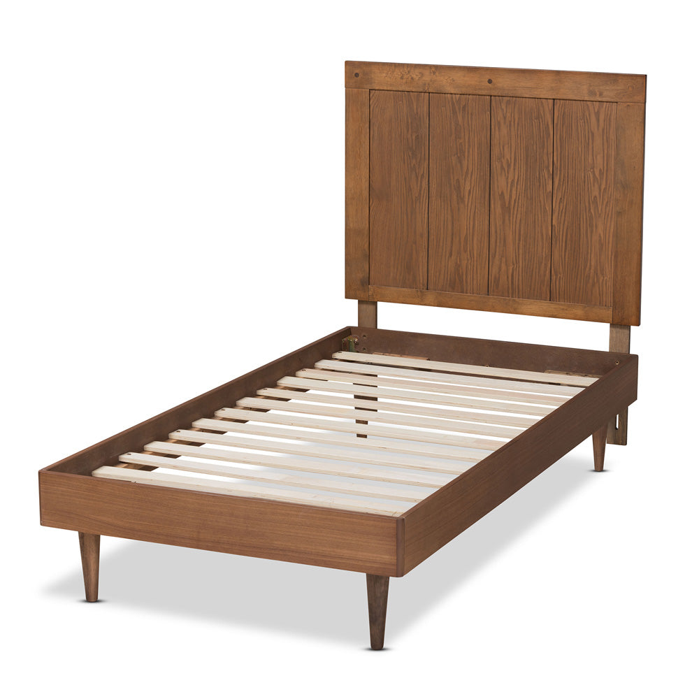 Baxton Studio - Nicola Twin Size Bed in Ash Walnut - Nicola-Ash Walnut-Twin view 3