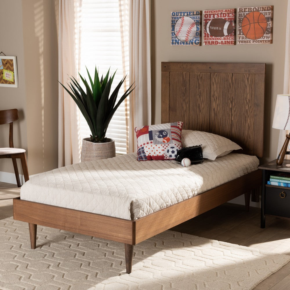 Baxton Studio - Nicola Twin Size Bed in Ash Walnut - Nicola-Ash Walnut-Twin view 6