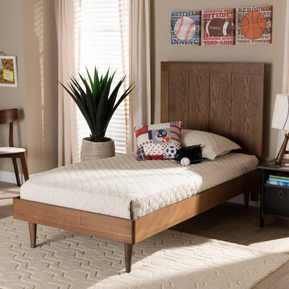 Baxton Studio - Nicola Twin Size Bed in Ash Walnut - Nicola-Ash Walnut-Twin view 6